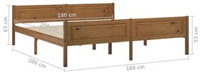 Estrutura de cama 180x200 cm pinho maciço castanho mel