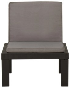 Cadeiras de jardim com almofadões 2 pcs plástico cinzento