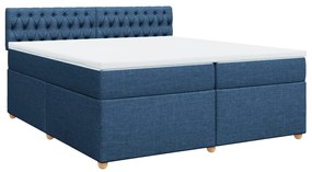 Cama com molas/colchão 200x200 cm tecido azul