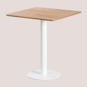 Mesa De Bar Quadrada Em Chapa De Freixo Frappe ↔︎ 60 Cm & Branco - Sklum