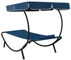 Espreguiçadeira com toldo e almofada azul