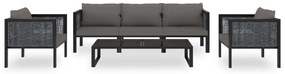 6 pcs conjunto lounge de jardim c/ almofadões vime PE antracite