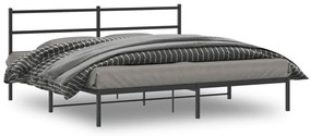 Estrutura de cama em metal com cabeceira 180x200 cm preto
