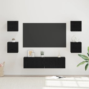 vidaXL Conjunto de móvel de TV Outros com armazenamento com porta 6 pcs Carvalho Preto