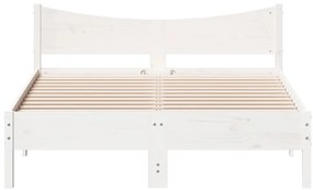 Cama sem colchão 140x190 cm madeira de pinho maciça branco