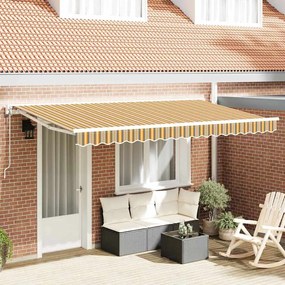 vidaXL Toldo Retrátil Amarelo e Cinza 400 x 200 cm Poliéster e Metal