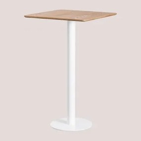 Mesa Alta De Bar Quadrada Em Chapa De Freixo Frappe ↔︎ 60 Cm & Branco - Sklum