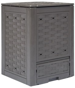 Compostor de jardim 60x60x83 cm 300 L plástico vime castanho