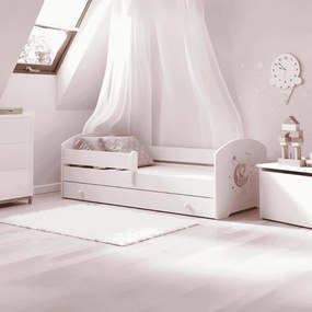 Cama infantil branca princesa 140x70 com gaveta - colchão e estrado incluído