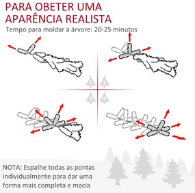 HOMCOM Árvore de Natal Artificial 180cm com 782 Ramos 56 Pinhas Folhas