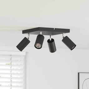vidaXL Spotlight de Teto 4 Vias Ajustável Preto GU10