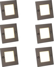Conjunto de 6 focos embutidos modernos aço incluindo LED - Square 7