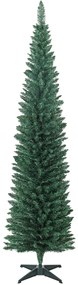 HOMCOM Árvore de Natal Slim 210 cm Árvore de Natal Artificial com 401 Ramos Suporte Metálico Decoração para Interior Verde | Aosom Portugal