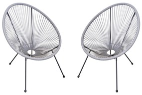 Outsunny Conjunto de 2 Cadeiras de Jardim Acapulco de Vime Forma Oval com Encosto Alto para Interior Exterior 73x77x87 cm Cinza | Aosom Portugal