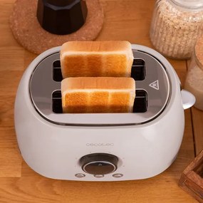 Torradeira digital de 800 W ClassicToast 8000 Beige Double, 2 ranhuras extralargas para 2 torradas, Ecrã Digital, 3 funções, suporte superior, design