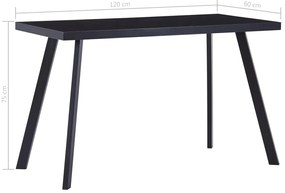 Mesa de jantar 120x60x75 cm vidro temperado preto