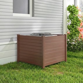 Conjunto com 3 painéis e privacidade para exterior e estacas metálicas 122 x 95 cm, em formato reto ou em U; cobertura para caixote do lixo, Castanho