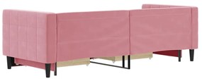 Sofá-cama com gavetão e gavetas 80x200 cm veludo rosa