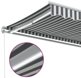 Toldo retrátil manual com LED 450x350 cm antracite/branco