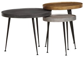 vidaXL Mesas de centro 3 pcs derivados de madeira multicor