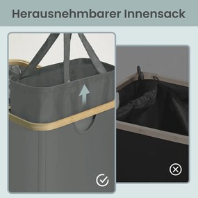 Cesto da roupa suja com tampa 150L, 52 x 38,5 x 75 cm cinzento