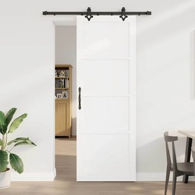 Porta Deslizante vidaXL com Conjunto de Hardware 'ORKDAL'Madeira Sólida Branca