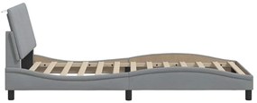 Estrutura de cama sem colchão 100x200 cm tecido cinzento-claro