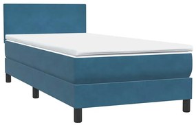 Cama com molas/colchão 80x220 cm veludo azul-escuro