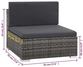 Conjunto de lounge de jardim com 8 peças e almofadas, vime sintético,
