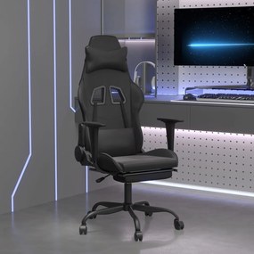 vidaXL Cadeira gaming c/ apoio pés couro artificial preto