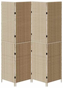 Divisória de Ambiente 4 Painéis Dobrável Bege 196x200 cm Rattan Sintét