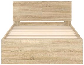 Cama sem colchão com cabeceira 100x200 cm carvalho sonoma