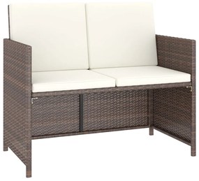 Conjunto jantar para jardim c/ almofadões 6 pcs vime castanho