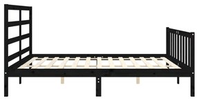 Estrutura de cama com cabeceira 200x200 cm madeira maciça preto