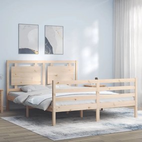 vidaXL Estrutura de cama com cabeceira 160x200 cm madeira maciça