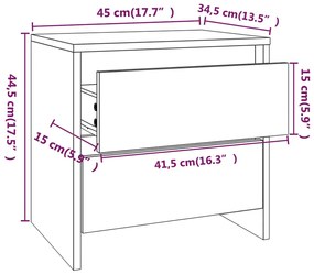 Mesa de cabeceira 2 pcs derivados de madeira cinza cimento