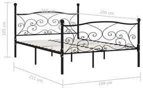 Estrutura de cama com estrado de ripas 160x200 cm metal preto