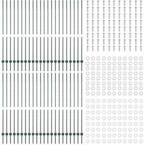 Postes de Cerca Prateados 44 pcs Verde 100 x 1.5 m Metal