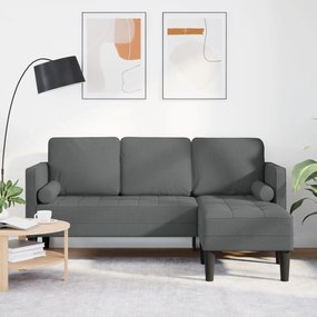 Sofá L de 3 Lugares vidaXL Cinza Escuro 160 cm Tecido