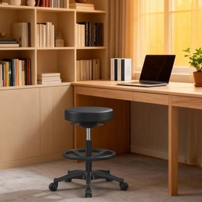 Banco de trabalho ajustável, assento giratório e alto 56 x 56 x (59,5-81) cm preto