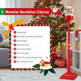 Lâmpada musical natal de 150 cm com globo de neve em suporte com 8 tons Vermelho