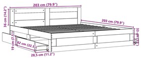 Estrutura de cama c/ cabeceira sem colchão 200x200 cm branco