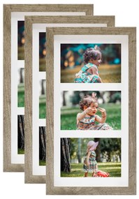 vidaXL Molduras 3D 3 pcs 18x35cm p/ foto de 3x(10x15cm) madeira escura