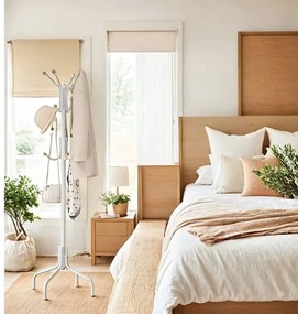 Cabide de metal com 12 ganchos 55 x 55 x 180 cm Branco