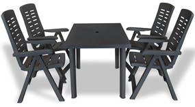 vidaXL Conjunto de jantar de exterior 5 pcs plástico antracite