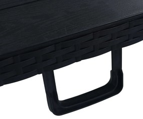 Mesa de jardim dobrável 180x75x72 cm PEAD imitação vime preto