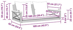 Banco baloiço com almofadões 109x62x40 cm vime PE bege
