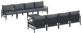 Conjunto de Sofá de Jardim com almofada 9 pcs Cinzento-escuro