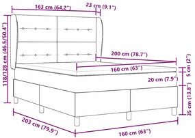 Cama Box com Colchão Cinza Claro 160 x 200 cm em Veludo