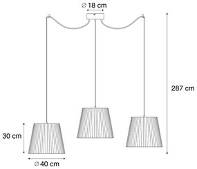 Candeeiro suspenso exterior preto com abajures de corda verde 3-luzes IP44 - Cava Japandi